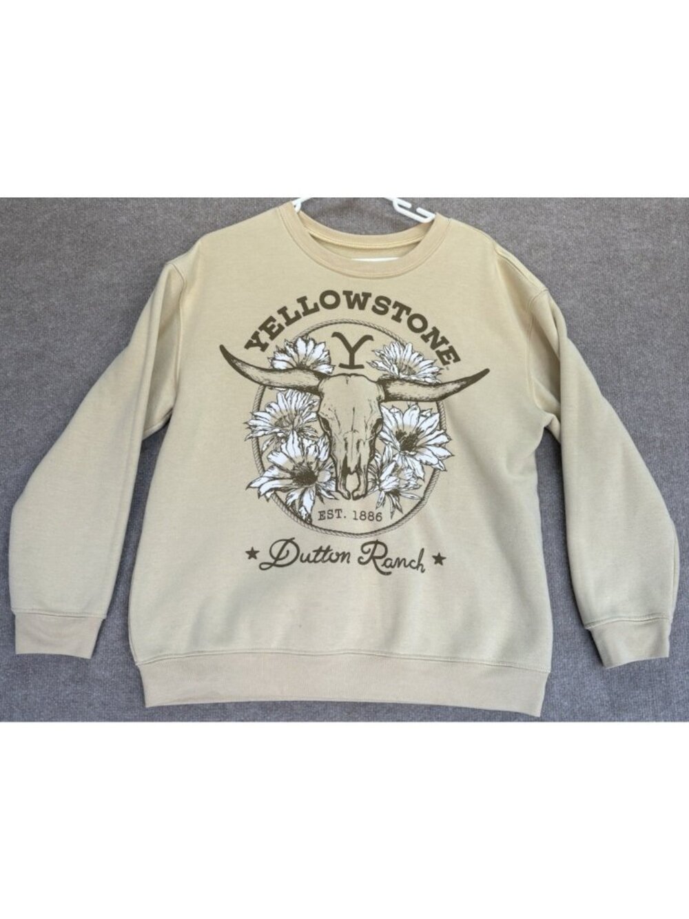 Yellowstone Sweatshirt Mens Large Yellow Dutton Ranch Crew Neck Pullover Outdoor